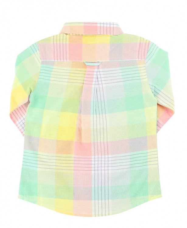 Cheerful Rainbow Plaid Button Down Shirt