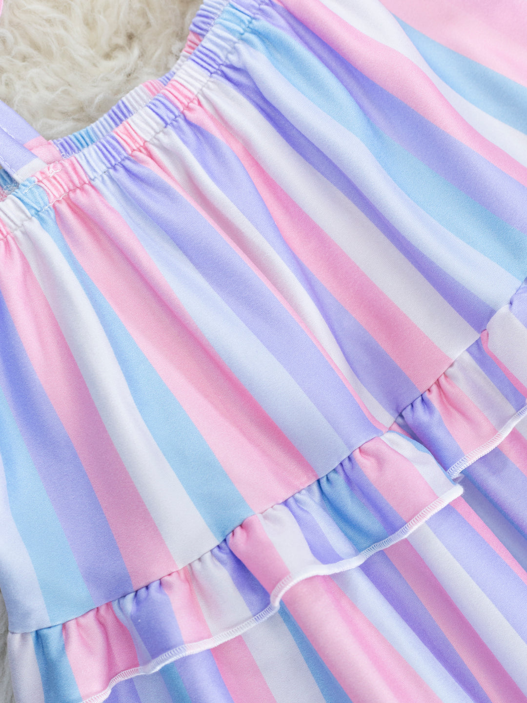 Mauve & Lavender Striped Tiered Tie Top & Bloomers Outfit
