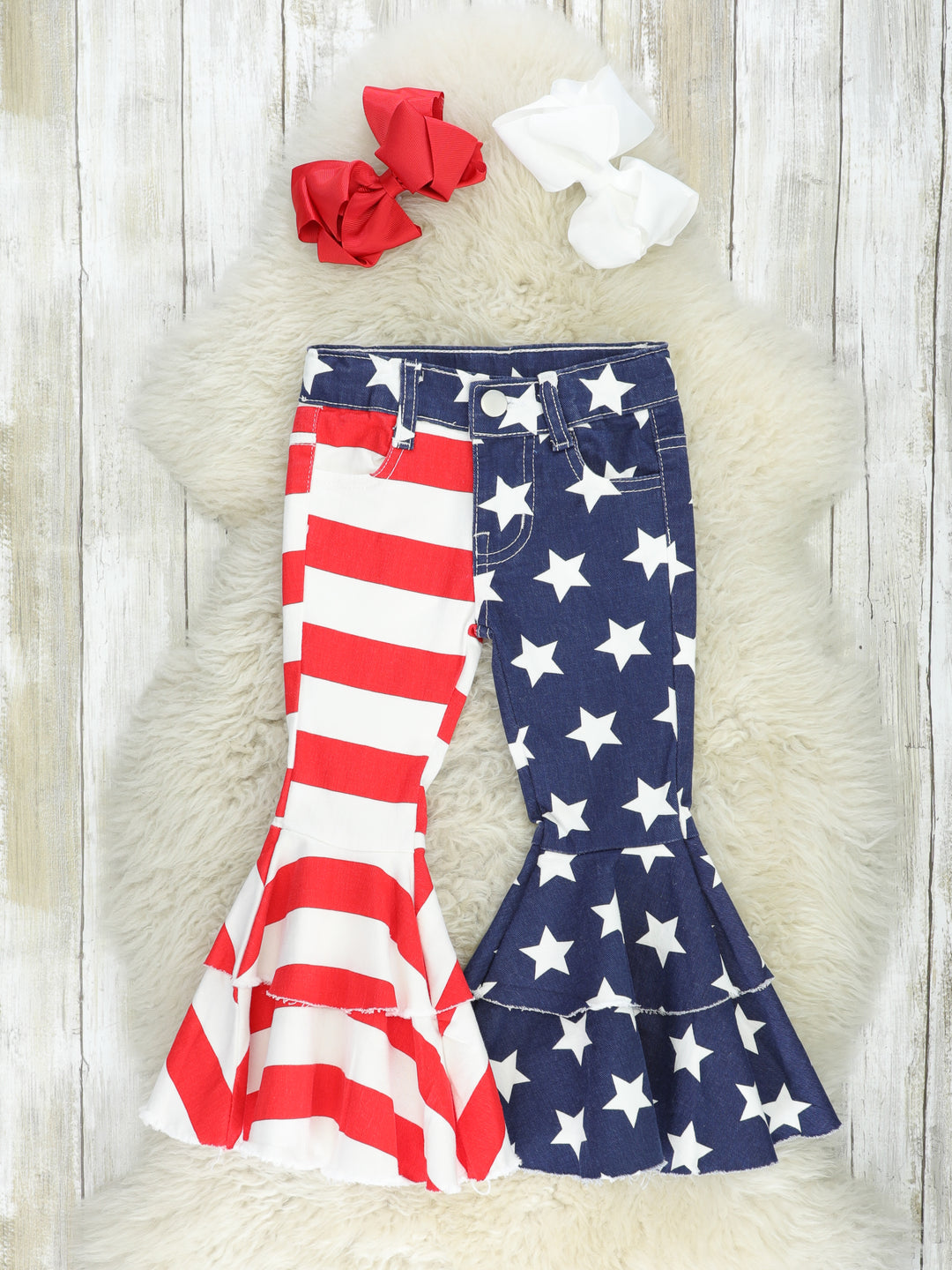 Stars & Stripes Tiered Denim Bell Bottoms