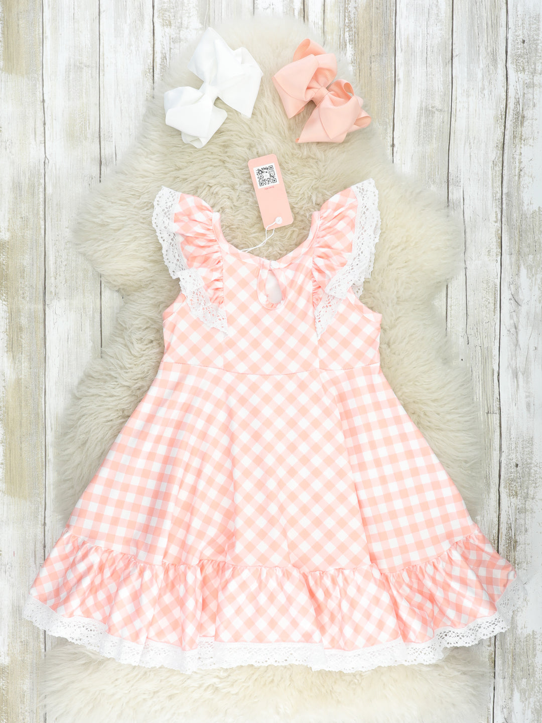 Orange Gingham Ruffle Dress