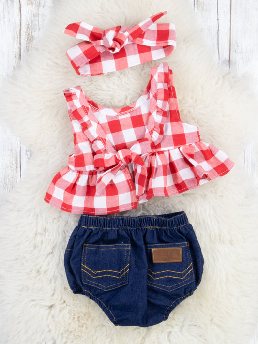 Americana Crop Outfit with Headwrap