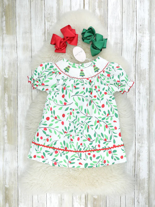 Christmas Berry Smocked Dress