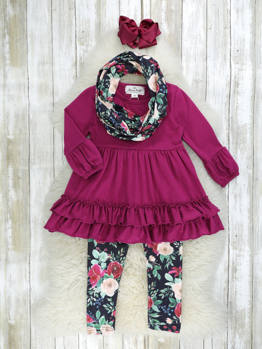 Plum Rose 3-Piece Ruffle Outfit