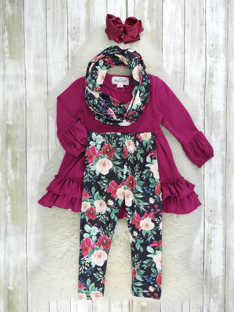 Plum Rose 3-Piece Ruffle Outfit