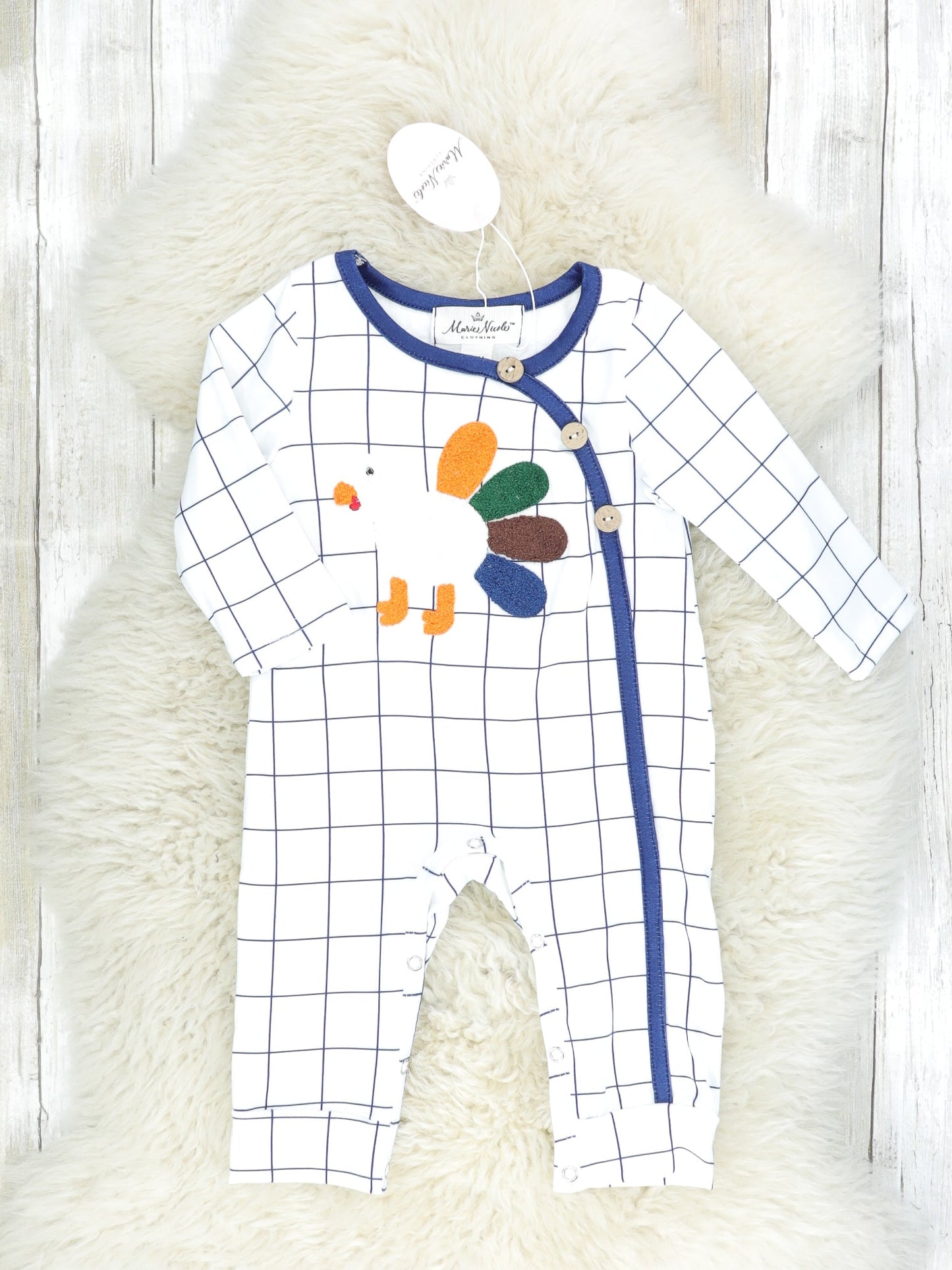 Navy Modern Turkey Long Sleeve Romper