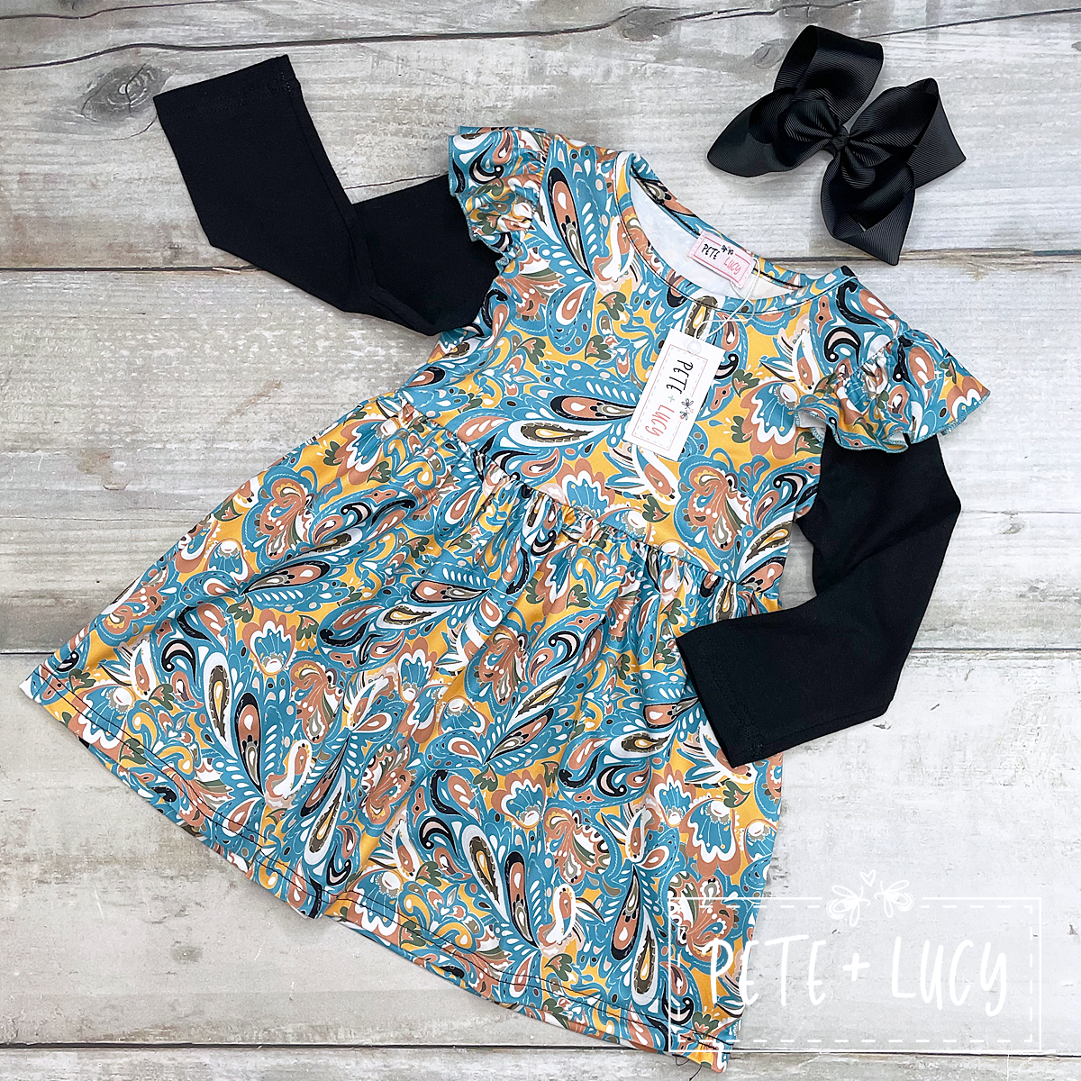 Paisley Swirl Long Sleeve Dress