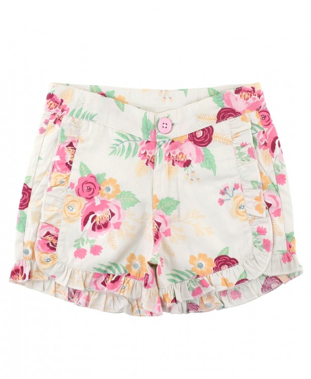 Darling Bouquets Ruffle Trim Shorts