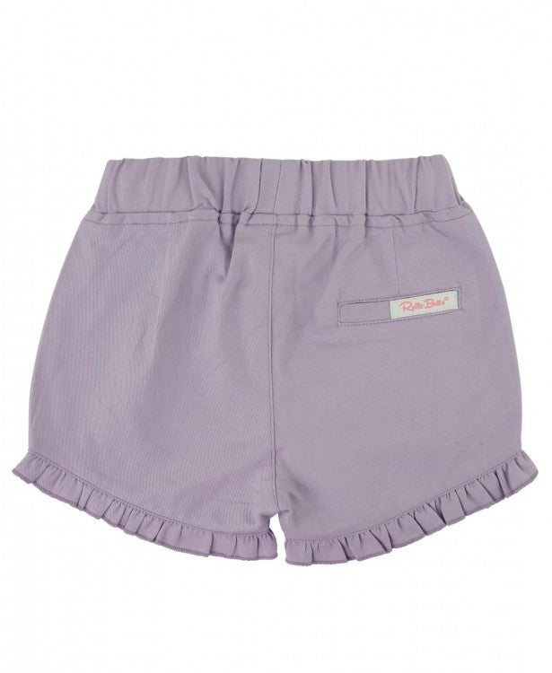 Icy Purple Chino Ruffle Trim Shorts