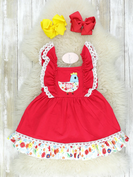 Floral Chicken Ruffle Dress