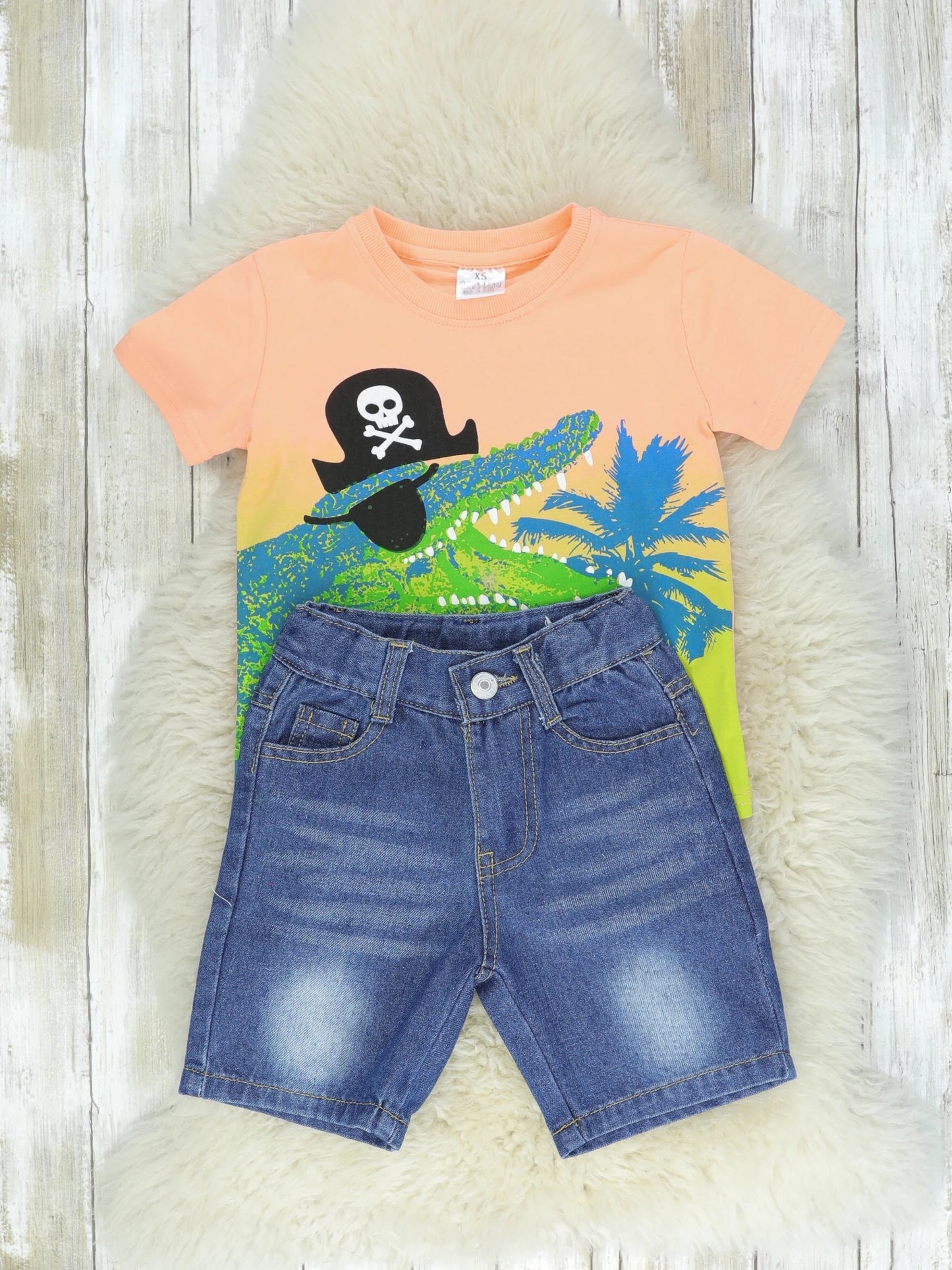 Pirate Alligator Shirt & Denim Shorts