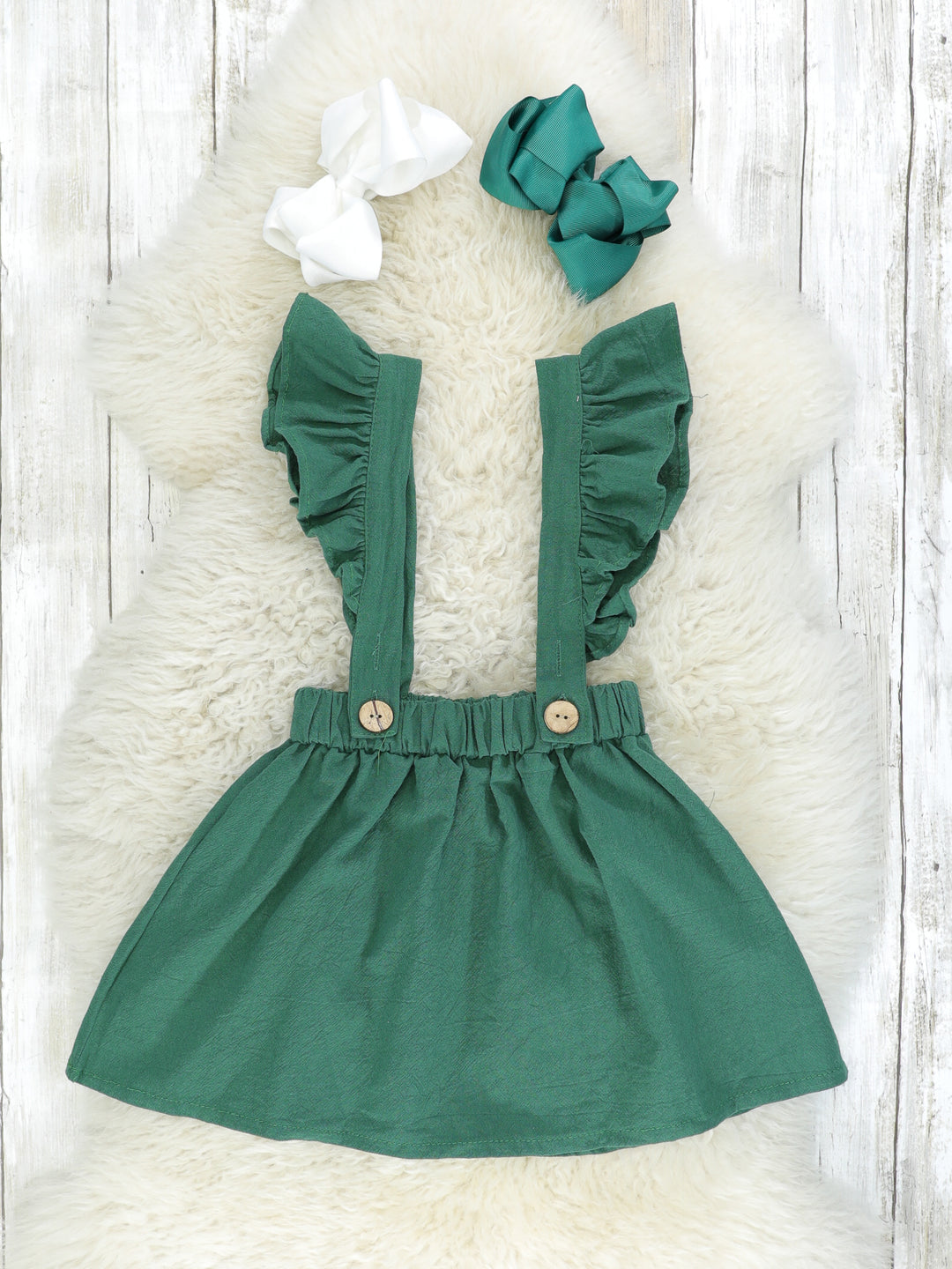 Vintage Green Suspender Skirt Set