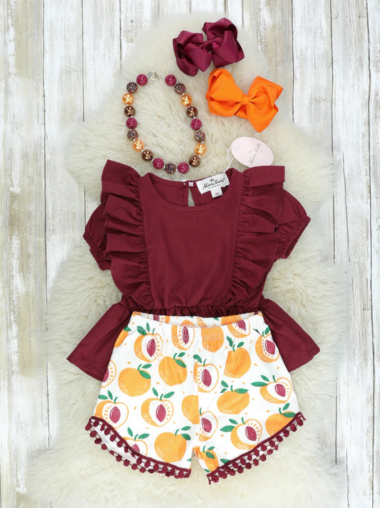 Peach Ruffle Shorts Outfit