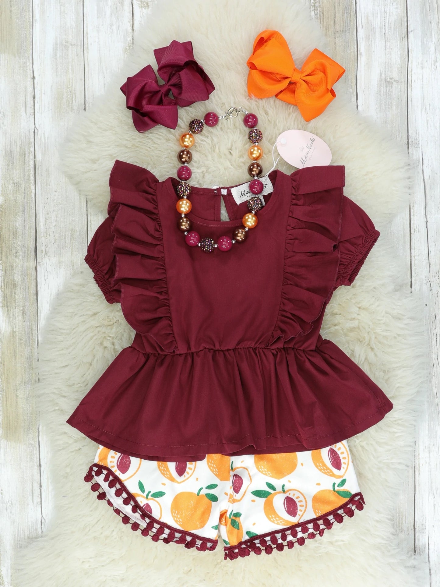 Peach Ruffle Shorts Outfit