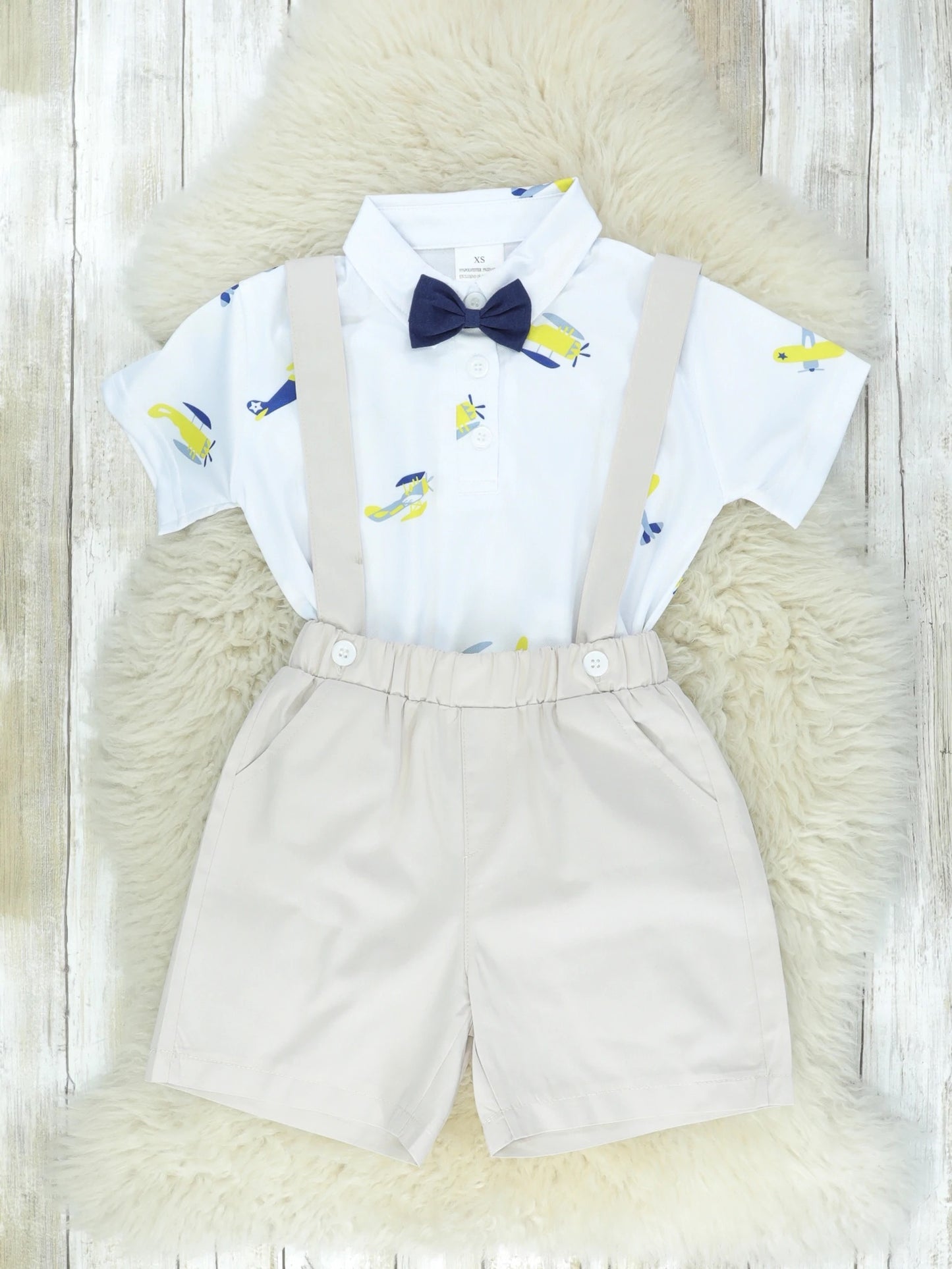 Plane Bow Tie Suspender Set