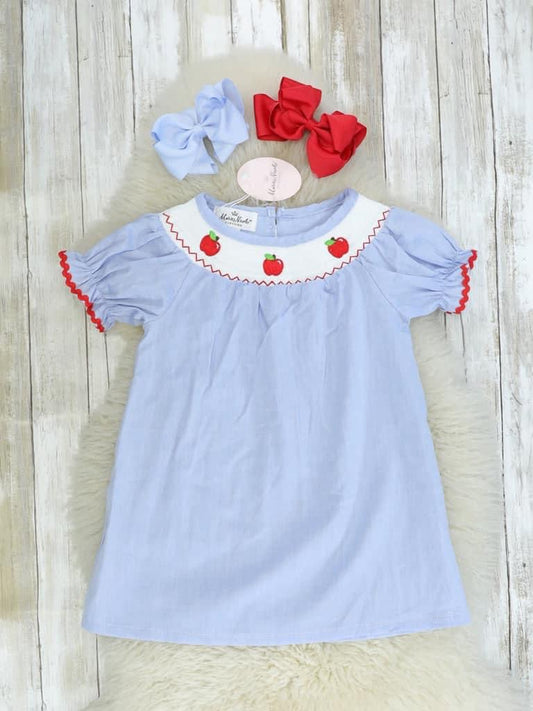 Blue Apple Smocked Dress