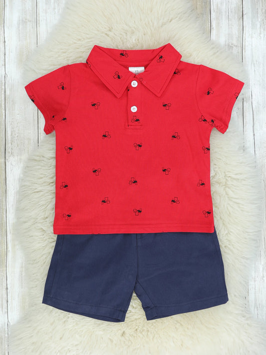 Red Tractor Polo Set