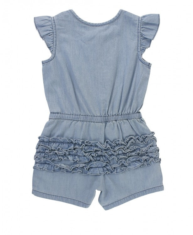 Light Wash Denim Flutter Romper