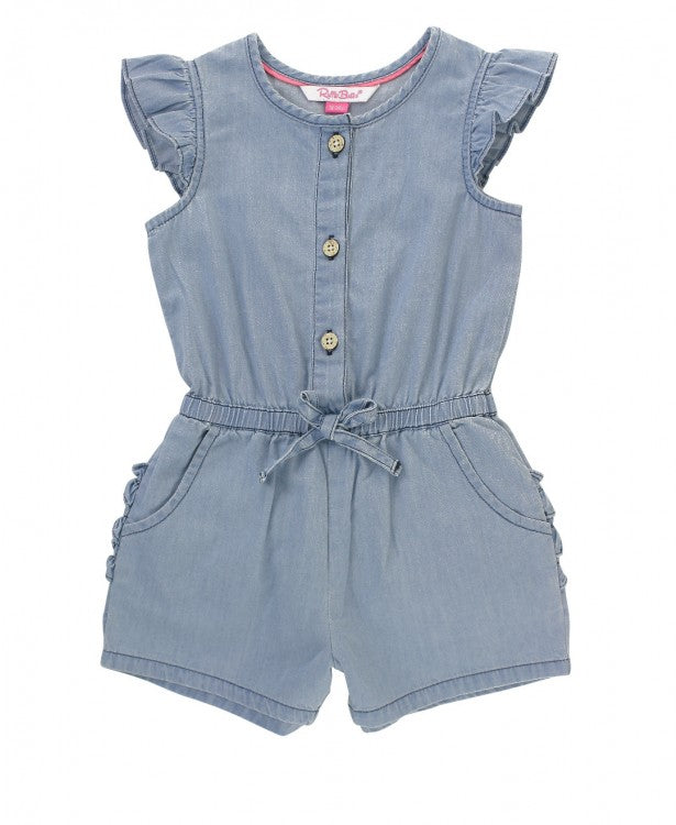 Light Wash Denim Flutter Romper