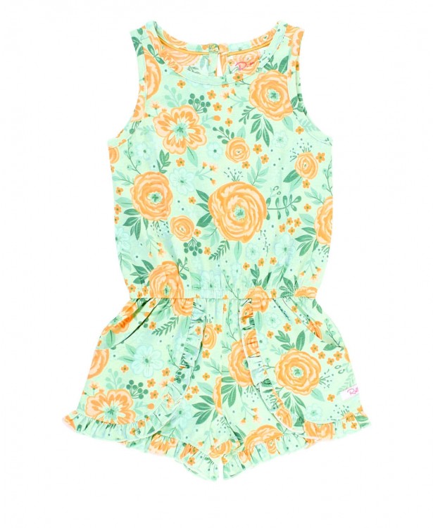 Cottage Flowers Ruffle Trim Romper