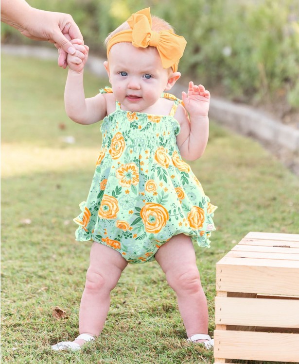 Cottage Flowers Smocked Bubble Romper