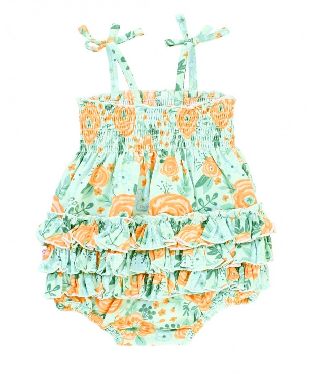 Cottage Flowers Smocked Bubble Romper