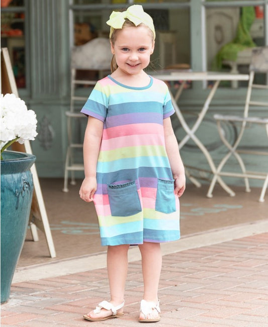 Delightful Rainbow Pocket Dress