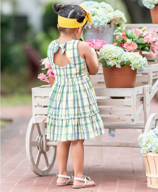 Sawyer Plaid Back Keyhole Bow Dress