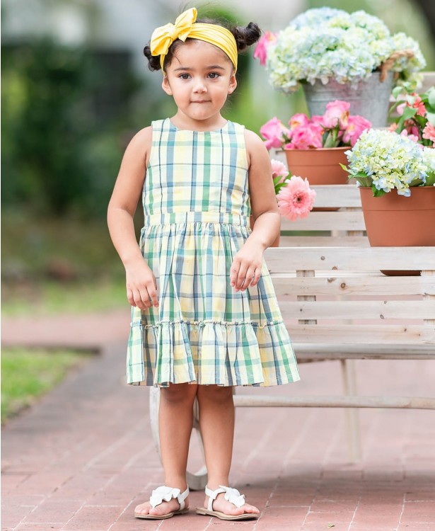 Sawyer Plaid Back Keyhole Bow Dress