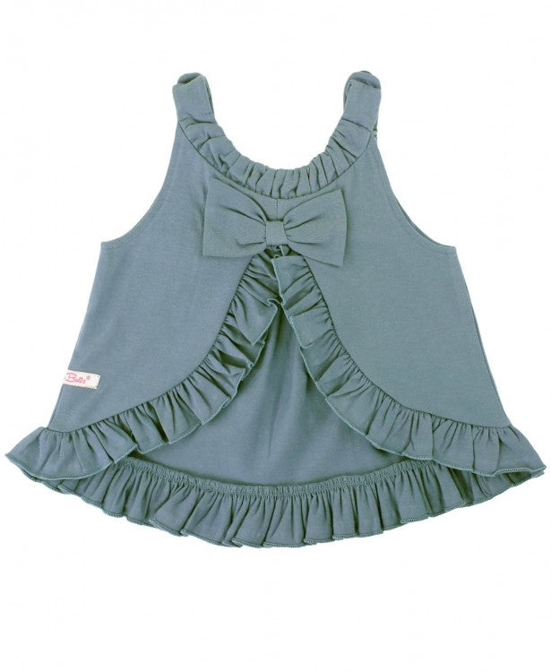 Dolphin Blue Knit Ruffle Swing Top