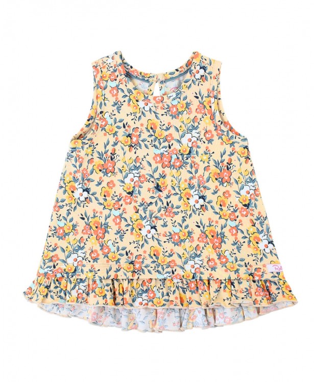 Summer Blooms Ruffle Hem Tank Top